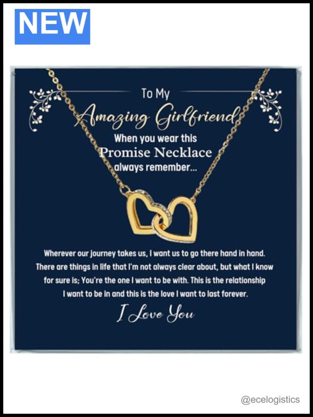Stainless Steel Interlocking Heart Pendant Necklace Cubic Zirconia Gift for